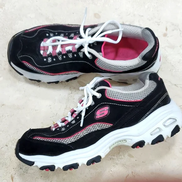 pink suede skechers